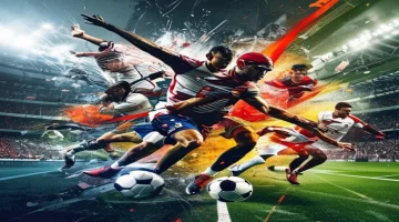 A dynamic collage of various sports events like football basketball and tennis with the SS