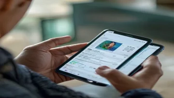 Close-up of a student s hand holding a smartphone displaying the Noor system results page