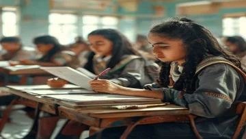 Egyptian students taking an exam