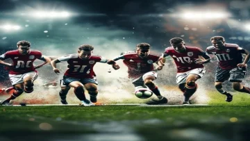 football players in action during a match