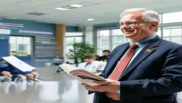 university president visiting hospital